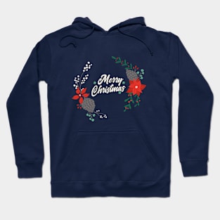 Winter Florals on Navy Hoodie